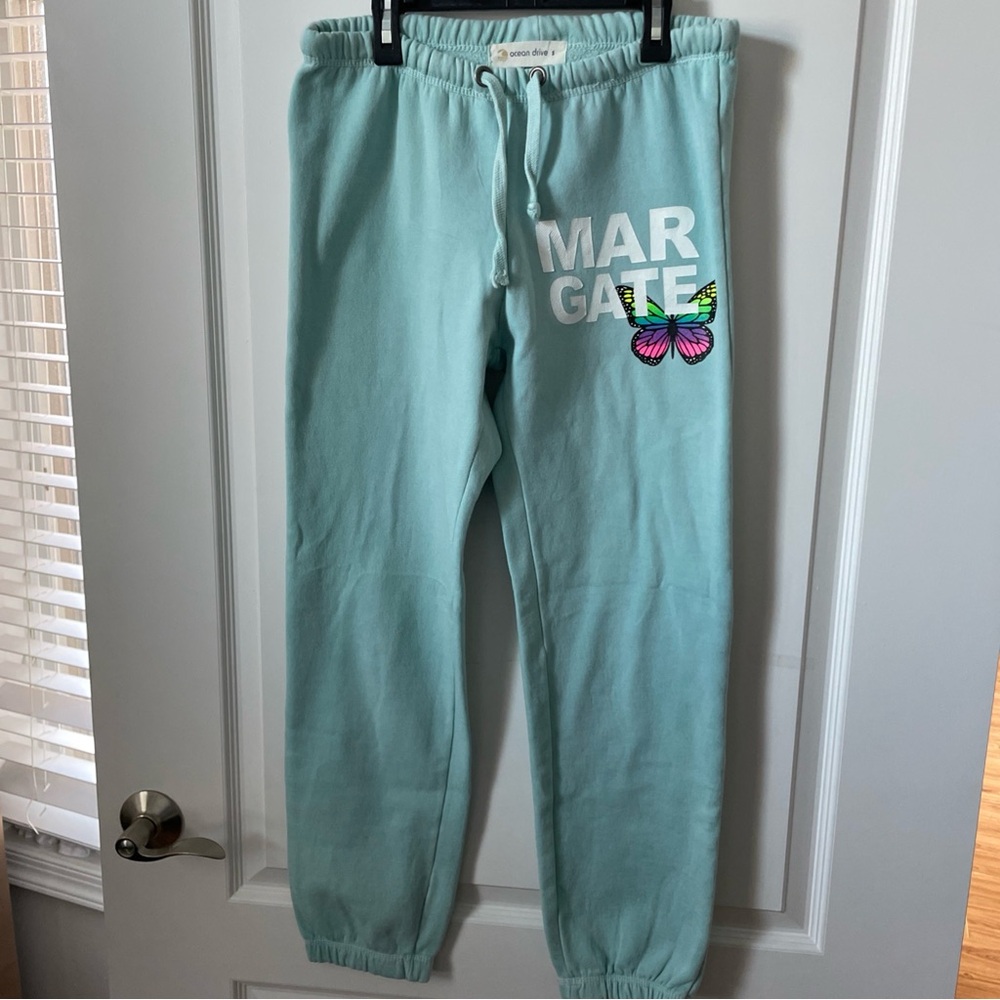 Ocean Drive Sweatpants Womens cotton blend Joggers Beach Heather Blue size Small